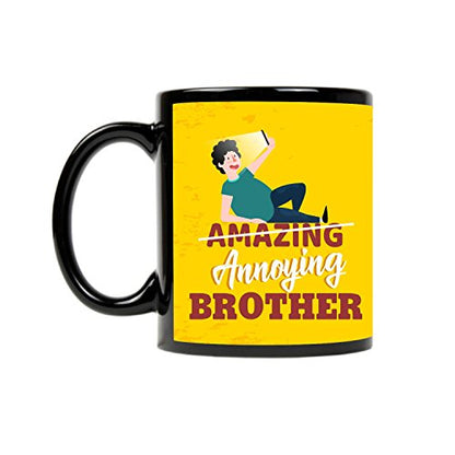 TheYayaCafe Annoying Brother Printed Ceramic Coffee Mug with Coaster Set 330ml (11 oz), Raksha Bandhan Bhaidooj Birthday Gift for Brother from Sister, Funny Sibling Present