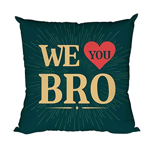 TheYayaCafe Brother Printed Cushion Cover We Love You 16x16 Inches (40x40 cm), Rakhi Birthday Bhai Dooj for Brother, Bhai, Bhaiya from Sister and Kids