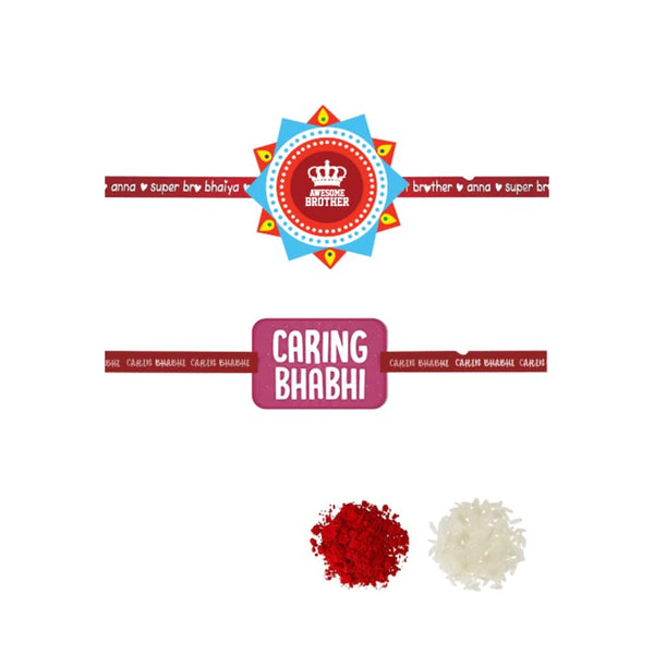King Bro & Queen Bhabhi Beads Rakhi Set of 2 for Bhaiya Bhabhi