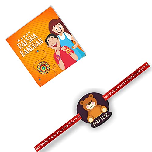 TheYayaCafe Baby Rakhi for Little Brother Cute Bear Printed Raksha Bandhan Rakhdi One Size, Rakhi for Kids Boys Toddlers Infants, Raksha Bandhan Gift for Brother from Sister