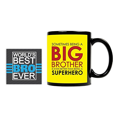 TheYayaCafe Brother Super Hero Big Bro Quote Printed Ceramic Coffee Mug 330 ml, Birthday Raksha Bandhan Bhai Dooj Gift for Brother, Bro, Bhai from Sister