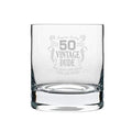50 Vintage Dude Engraved Whiskey Glass - 50th Birthday Gift