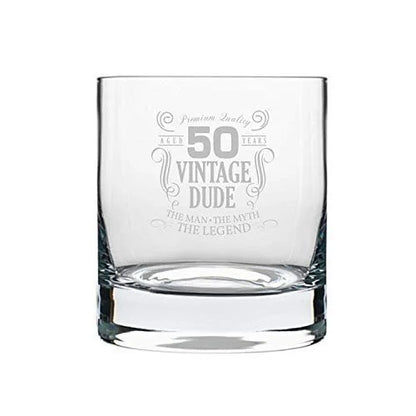 50 Vintage Dude Engraved Whiskey Glass