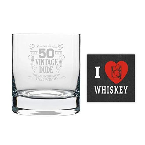 50 Vintage Dude Engraved Whiskey Glass