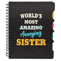 TheYayaCafe Printed Wirebound Notebook for Sister Amazing Sister A5 Size 8.5x6 Inches 300 Ruled Pages 70 GSM, Birthday Bhaidooj Rakhi Gift for Sister, Didi, Behan from Brother and Family