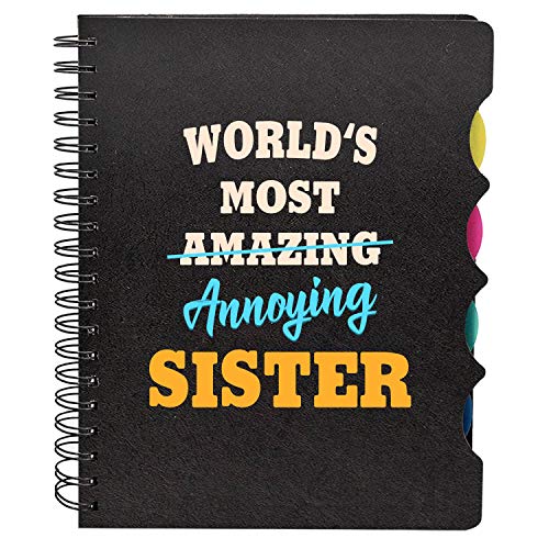 TheYayaCafe Printed Wirebound Notebook for Sister Amazing Sister A5 Size 8.5x6 Inches 300 Ruled Pages 70 GSM, Birthday Bhaidooj Rakhi Gift for Sister, Didi, Behan from Brother and Family