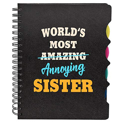 TheYayaCafe Printed Wirebound Notebook for Sister Amazing Sister A5 Size 8.5x6 Inches 300 Ruled Pages 70 GSM, Birthday Bhaidooj Rakhi Gift for Sister, Didi, Behan from Brother and Family