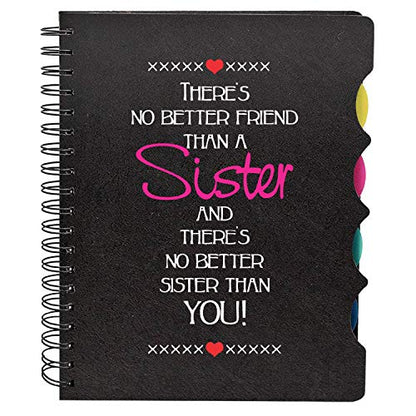 TheYayaCafe Sister Printed Wirebound Notebook A5 Size (8.5x6 Inches) 300 Ruled Pages 70 GSM, Birthday Bhai Dooj Raksha Bandhan Rakhi Valentine's Day Friendship Day Gift for Sister, Sis.