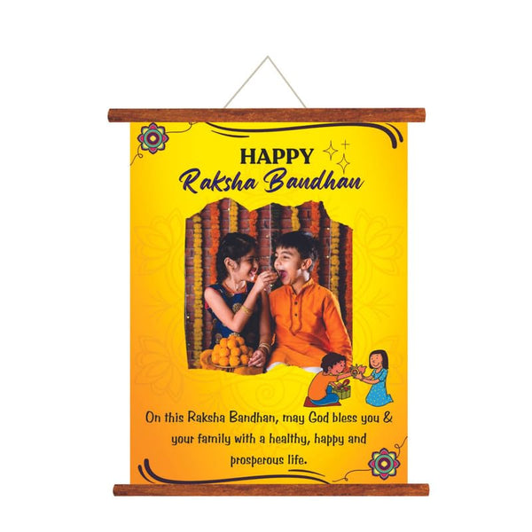 TheYaYaCafe Personalized Raksha Bandhan Scroll May God Bless You 15x20 Inches Printed Canvas Wall Art, Rakhi Gift for Brother, Bhai, Bhaiya from Sister on Raksha Bandhan, Birthday, Anniversary
