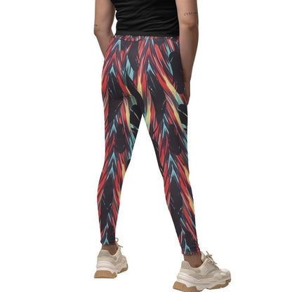 Colourful Background with Feathers Leggings