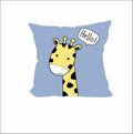 Cartoon Giraffe Cushion 12x12 - Blue, Filler Included
