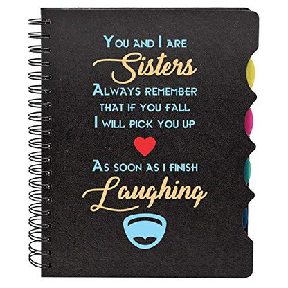 TheYayaCafe Sister Wirebound Notebook A5 Size 300 Ruled Pages Printed You and I are Sisters Design, Rakhi Bhai Dooj Birthday New Job Retirement Gift for Sister from Brother and Sister