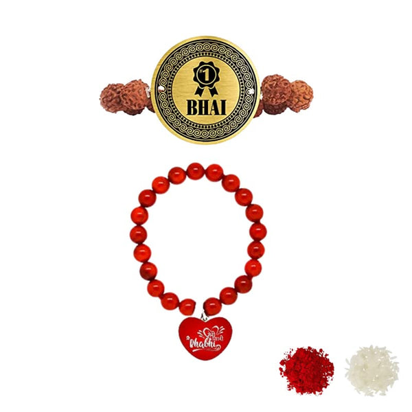 Bhaiya Bhabhi Beads Rakhi Set of 2 - No.1 Bhai & Pyari Bhabhi