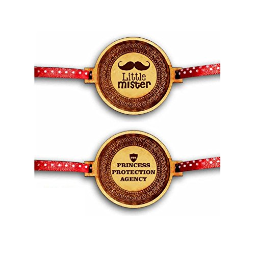 YaYa cafe Family Rakhi for Brother Combo Set of 2 Engraved Mister Little Protection Agency Brothers Rakhi Raksha Bandhan