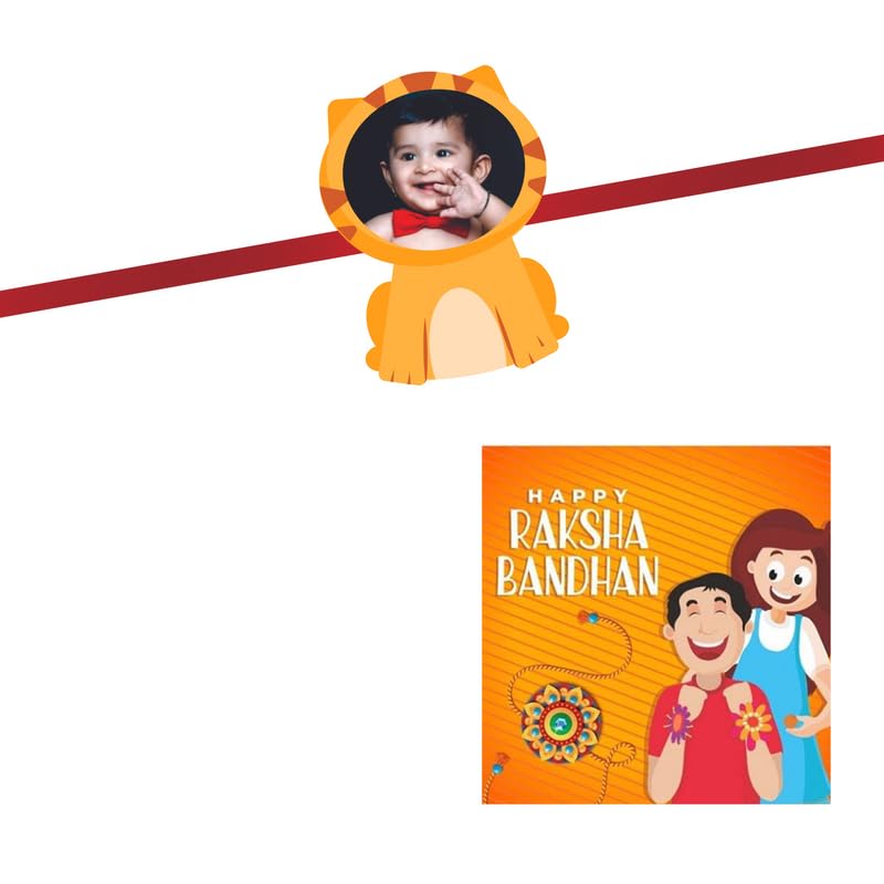 TheYaYaCafe Personalized Photo Rakhi for Brother with Roli Tika, Kids Raksha Bandhan Rakhi, Cute Design, Free Size