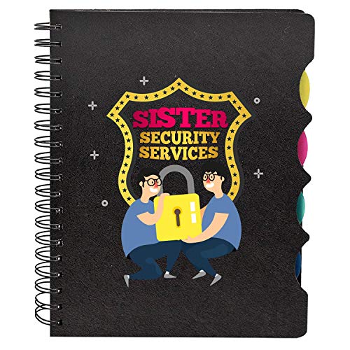 TheYayaCafe Sister Printed Wirebound Notebook A5 Size 8.5x6 Inches 300 Ruled Pages, Birthday Rakhi Bhai Dooj Gift for Sister, Sister Security Service Design for School College Office