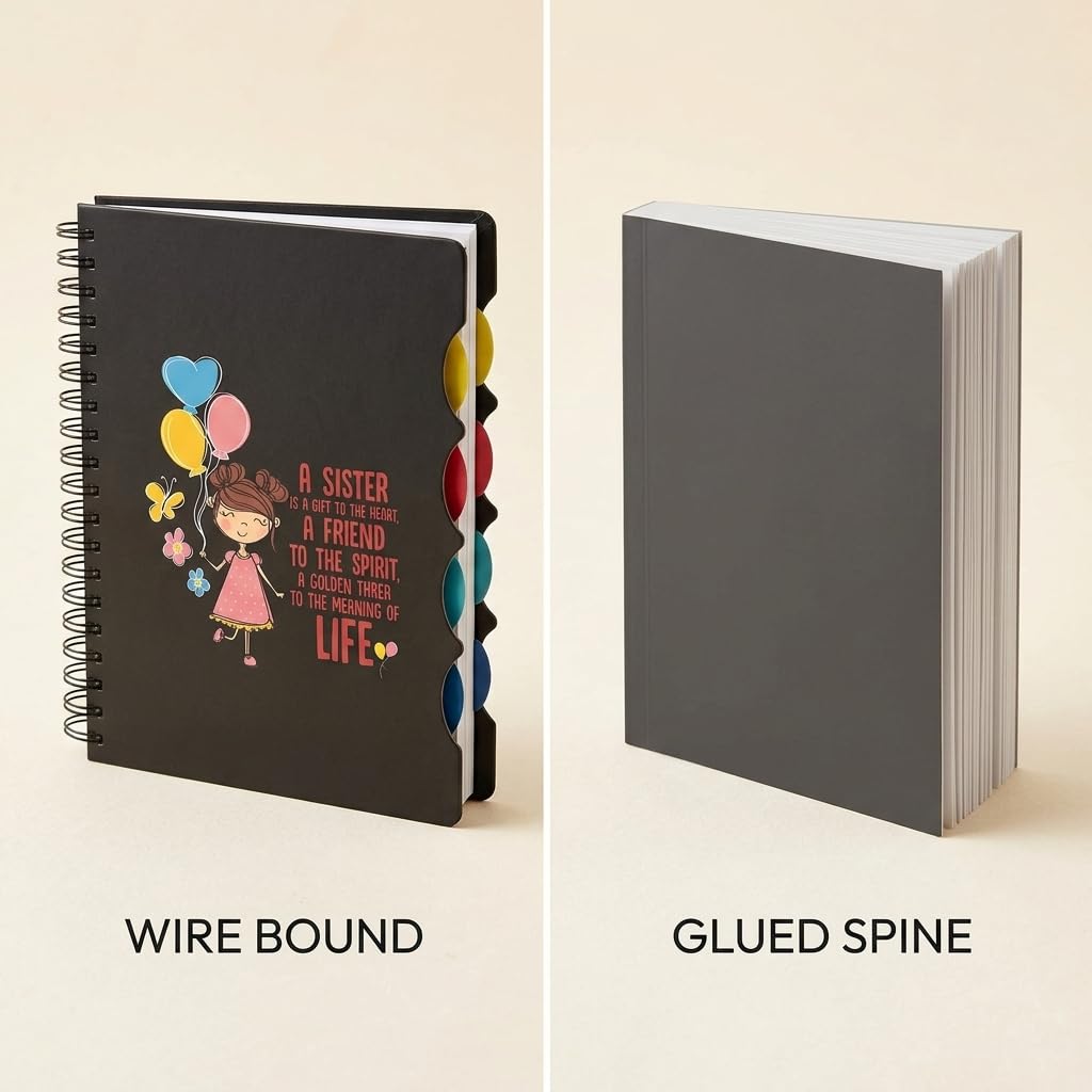 TheYayaCafe Printed Notebook A Little Sister Is A Gift To Heart Wirebound A5 Size 8.5x6 Inches 300 Ruled Pages