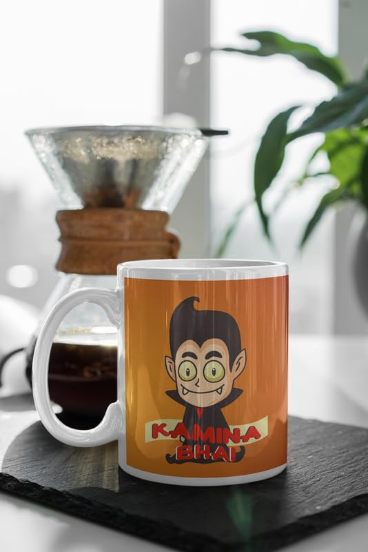TheYaYaCafe Personalized Ceramic Coffee Mug Kamina Bhai 330ml (11 oz) for Brother, Raksha Bandhan Birthday Gift for Bhai, Bro, Dada from Sister