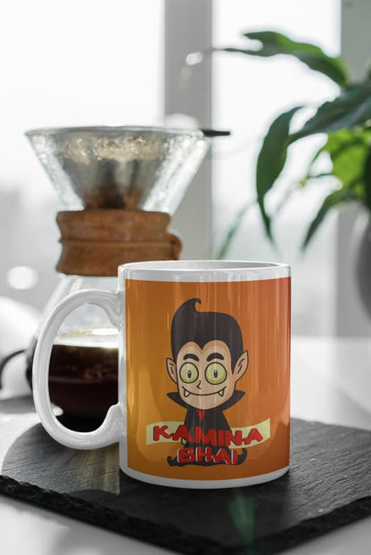 TheYaYaCafe Personalized Ceramic Coffee Mug Kamina Bhai 330ml (11 oz) for Brother, Raksha Bandhan Birthday Gift for Bhai, Bro, Dada from Sister