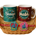 TheYayaCafe Rakhi Gifts for Brother and Bhabhi, To The Best Bhaiya Bhabhi Gift Combo, Set of 4 with 2 Coffee Mugs and 2 Rakhis, Rakhi Hamper for Bhaiya Bhabhi
