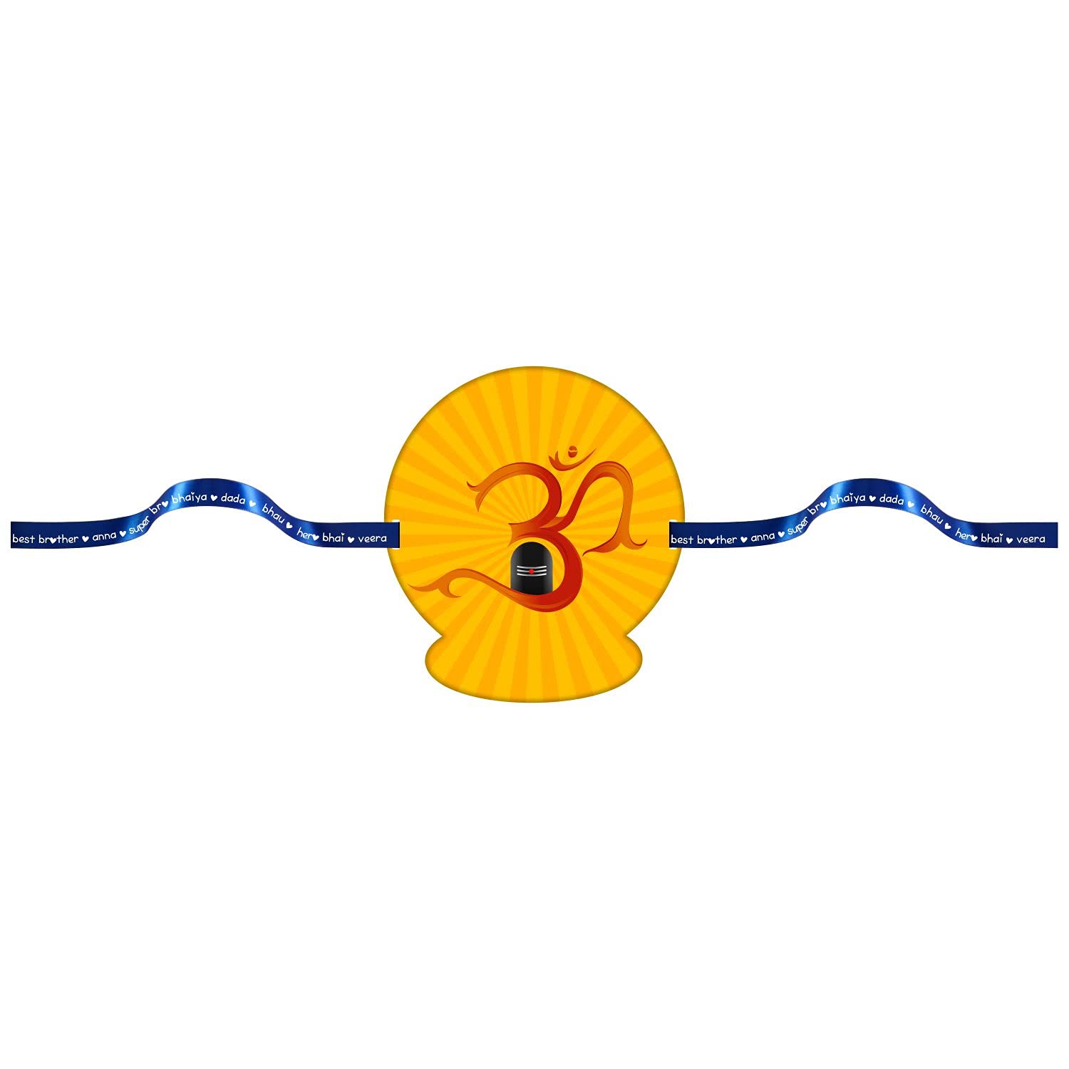 TheYayaCafe Rakhi for Brother Om Shiva Printed Rakhi Bracelet Yellow, Raksha Bandhan Gift for Bhai, Bhaia, Brother from Sister, Festival Gift for Men and Kids