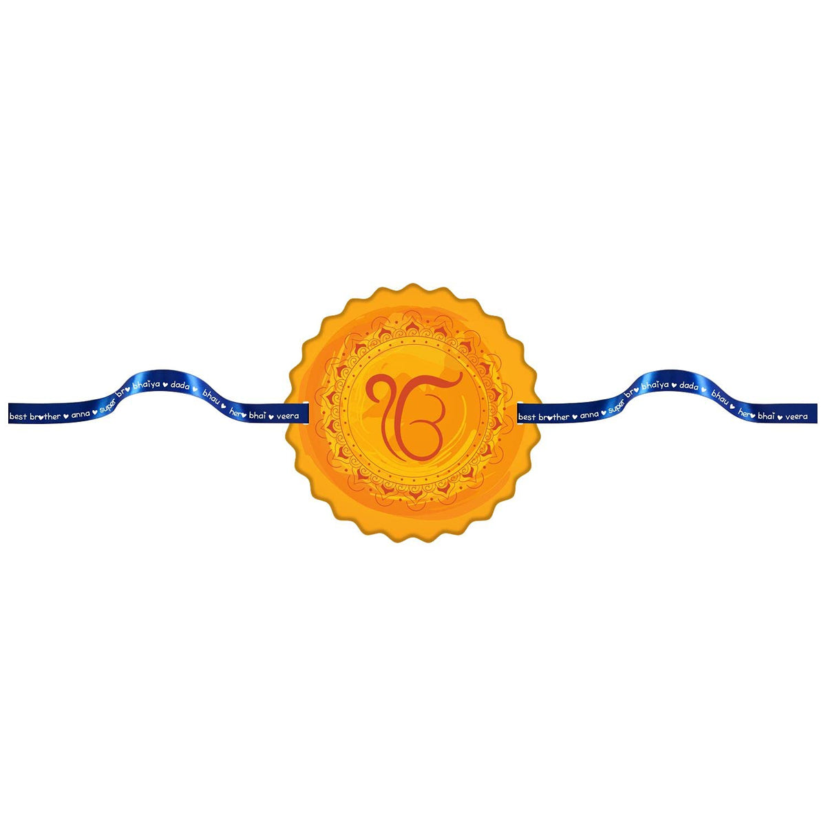 TheYayaCafe Rakhi for Brother Ek Onkar Printed Satin Rakhi Bracelet Yellow, Raksha Bandhan Gift for Bhai, Bhaia, Brother from Sister, Kids, Men, 1.5 Inch Dial