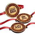 TheYayaCafe Wooden Rakhi for Brother Combo Set of 3 Laser Engraved MDF Rakhi with Quotes, Raksha Bandhan Gift for Bhai, Bhaiya, Bro from Sister, 1.5 Inch Dial