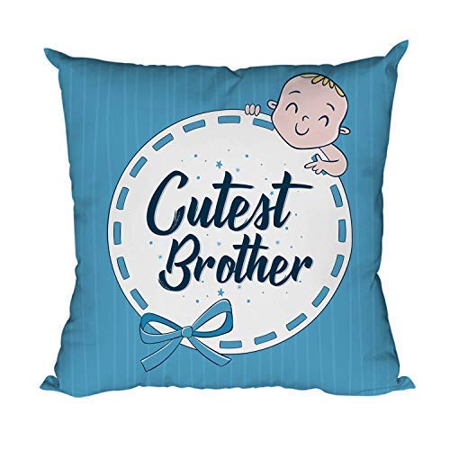 TheYayaCafe Rakhi Gifts 16x16 Inches Printed Velvet Cushion Cover Cutest Baby Brother, Raksha Bandhan Birthday Gift for Brother, Bhaiya, Bro from Sister, Didi, Behna