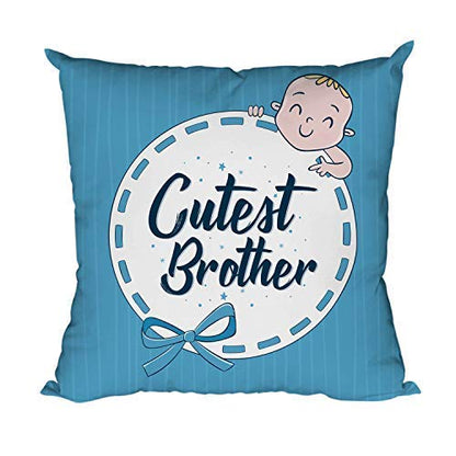 TheYayaCafe Rakhi Gifts 16x16 Inches Printed Velvet Cushion Cover Cutest Baby Brother, Raksha Bandhan Birthday Gift for Brother, Bhaiya, Bro from Sister, Didi, Behna