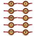 TheYaYaCafe Engraved Wooden Rakhi for Brother Set of 10 MDF Wood Raksha Bandhan Gifts, Rakhi for Bhai, Bhaia, Birthday, Anniversary, 1.5 Inch Dial, Brown