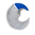 Moon with Cap Cushion Cover with Filler, Blue Grey Throw Pillow