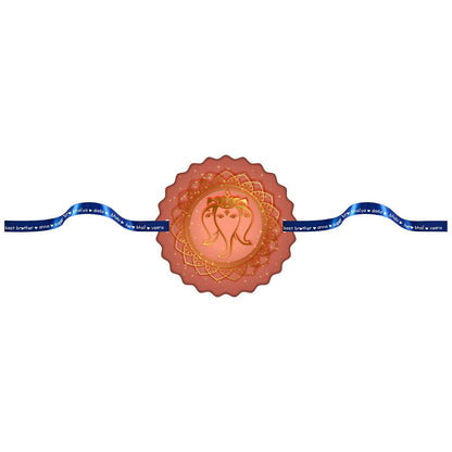 TheYayaCafe Raksha Bandhan Rakhi Bracelet for Brother Ganesha Printed Design Rose Gold Finish, Rakhi Gift for Bhai, Brother, Raksha Bandhan, Bhai Dooj from Sister