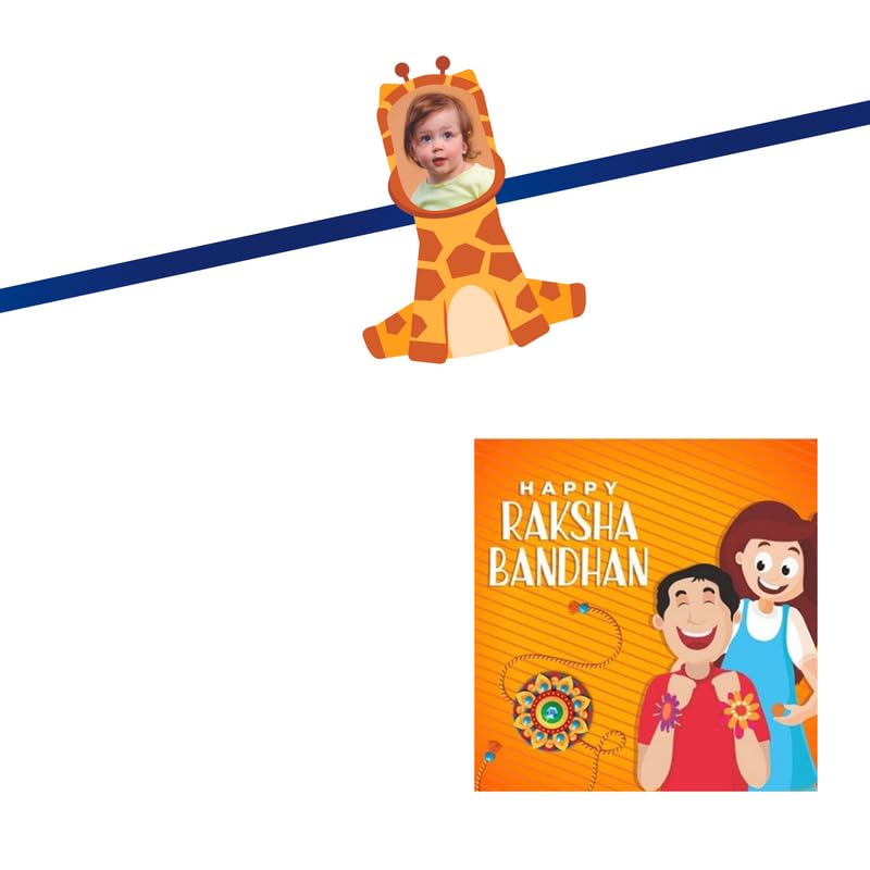 TheYaYaCafe Kids Personalized Photo Rakhi for Brother with Roli Tika, Raksha Bandhan Gift for Bhai from Sister, Printed Cute Design, Adjustable Bracelet Rakhi for Boys and Girls