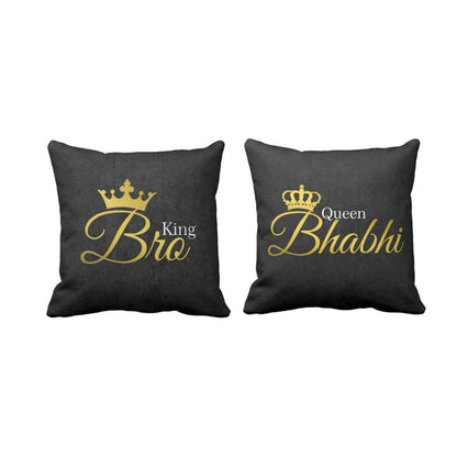 King Bro Queen Bhabhi Cushion Covers