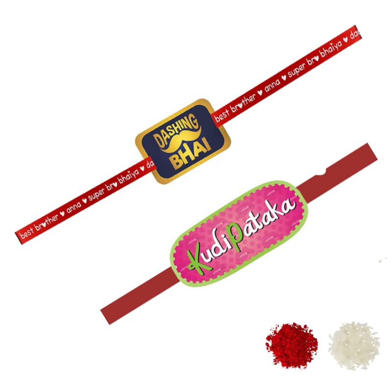 Dashing Bhai & Kudi Pataka Beads Rakhi Set of 2 for Bhaiya Bhabhi