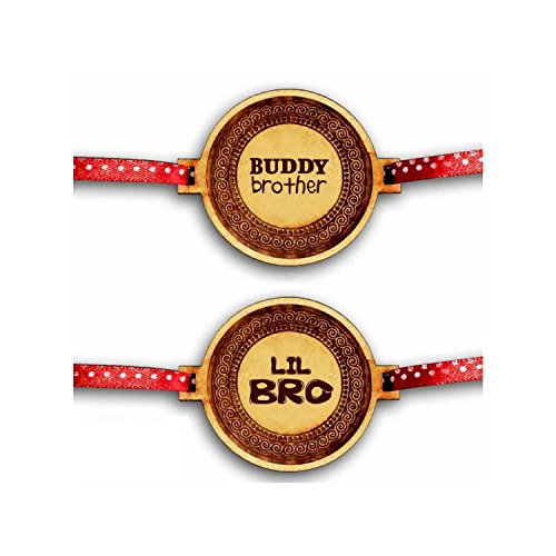 Buddy Brother & Lil Bro Engraved Rakhi Combo Set of 2