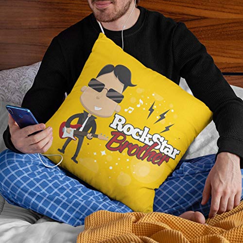 Rockstar Brother Cushion Cover 16x16 - Rakhi Birthday Gift