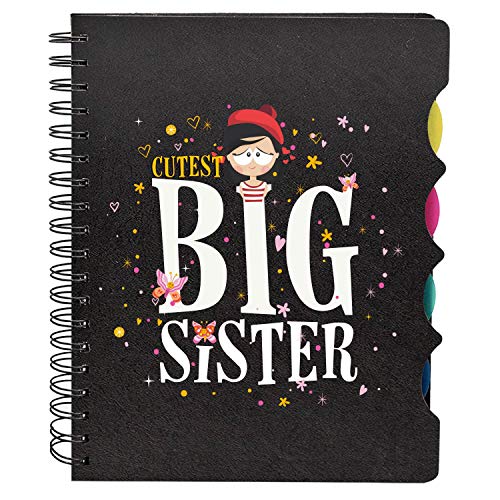TheYayaCafe Wirebound Notebook for Sister A5 Size 8.5x6 Inches 300 Ruled Pages 70 GSM, Birthday Bhai Dooj Raksha Bandhan Gift for Big Sister