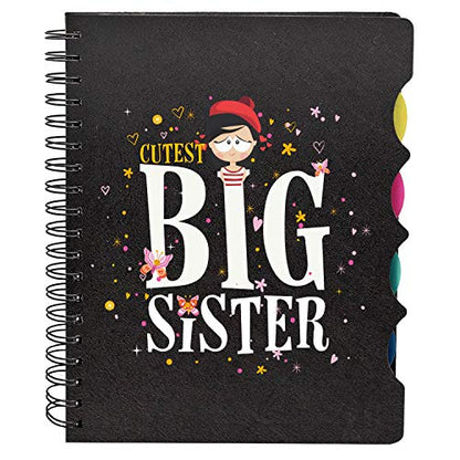 TheYayaCafe Wirebound Notebook for Sister A5 Size 8.5x6 Inches 300 Ruled Pages 70 GSM, Birthday Bhai Dooj Raksha Bandhan Gift for Big Sister