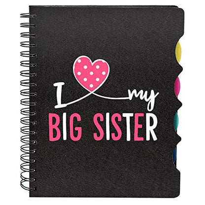 TheYayaCafe Birthday Gifts for Sister, Wirebound Notebook A5 Size 8.5x6 Inches, 300 Ruled Pages Printed I Love My Big Sister, Rakhi Bhaidooj Gift for Sisters from Brother