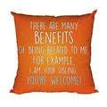 TheYayaCafe Funny Rakhi Birthday Gift for Brother, Benefits of Being My Sibling Cushion Cover 16x16 Inches (40x40 cm), Raksha Bandhan Bhaidooj Gift for Bhai, Bhaiya, Brother from Sister