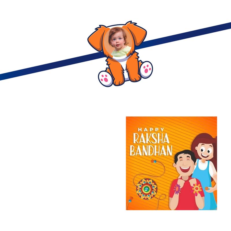 TheYaYaCafe Kids Personalized Photo Rakhi with Roli Tika for Brother, Raksha Bandhan Gift for Bhai from Sister, Cute Kid-Friendly Design, Adjustable Bracelet Style