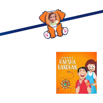 TheYaYaCafe Kids Personalized Photo Rakhi with Roli Tika for Brother, Raksha Bandhan Gift for Bhai from Sister, Cute Kid-Friendly Design, Adjustable Bracelet Style