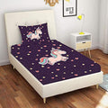 Happy Birthday Unicorn Kids Single Bedsheet with Pillow Cover, 250TC