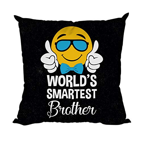Yaya Cafe Rakhi Birthday Gift for Brother, Worlds Smartest Brother Cushion Cover 16X16 Inches