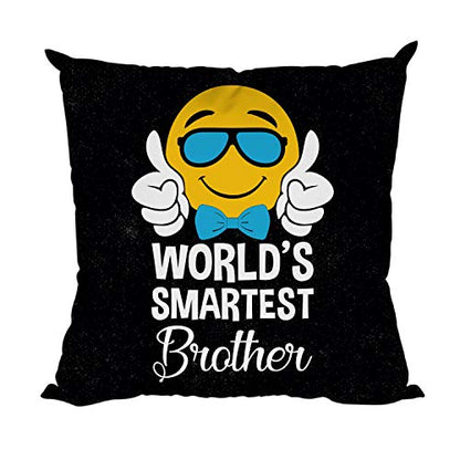 Yaya Cafe Rakhi Birthday Gift for Brother, Worlds Smartest Brother Cushion Cover 16X16 Inches