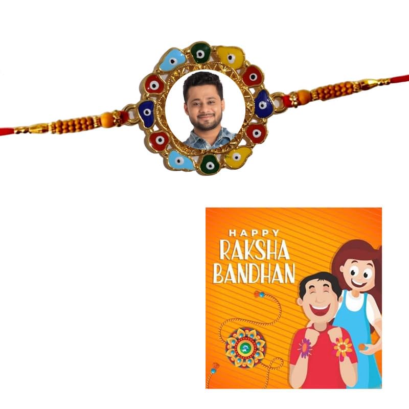 TheYaYaCafe Personalized Raksha Bandhan Rakhi for Brother with Roli Tika, Printed Acrylic Rakhi for Kids, Raksha Bandhan Gifts for Brother from Sister
