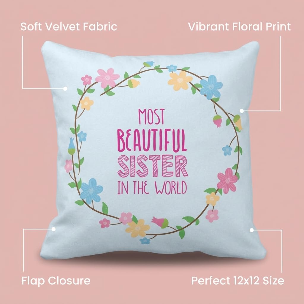 Most Beautiful Sister Rakhi Gift Cushion Cover