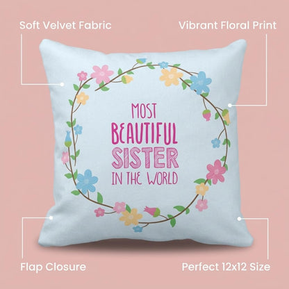 Most Beautiful Sister Rakhi Gift Cushion Cover