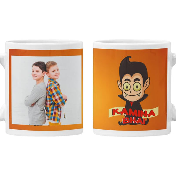 TheYaYaCafe Personalized Ceramic Coffee Mug Kamina Bhai 330ml (11 oz) for Brother, Raksha Bandhan Birthday Gift for Bhai, Bro, Dada from Sister